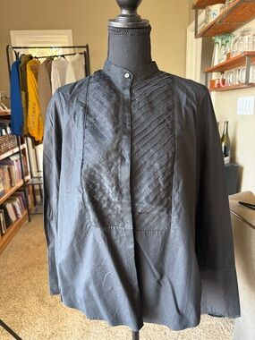 Banana Republic Black Pintuck Front Blouse